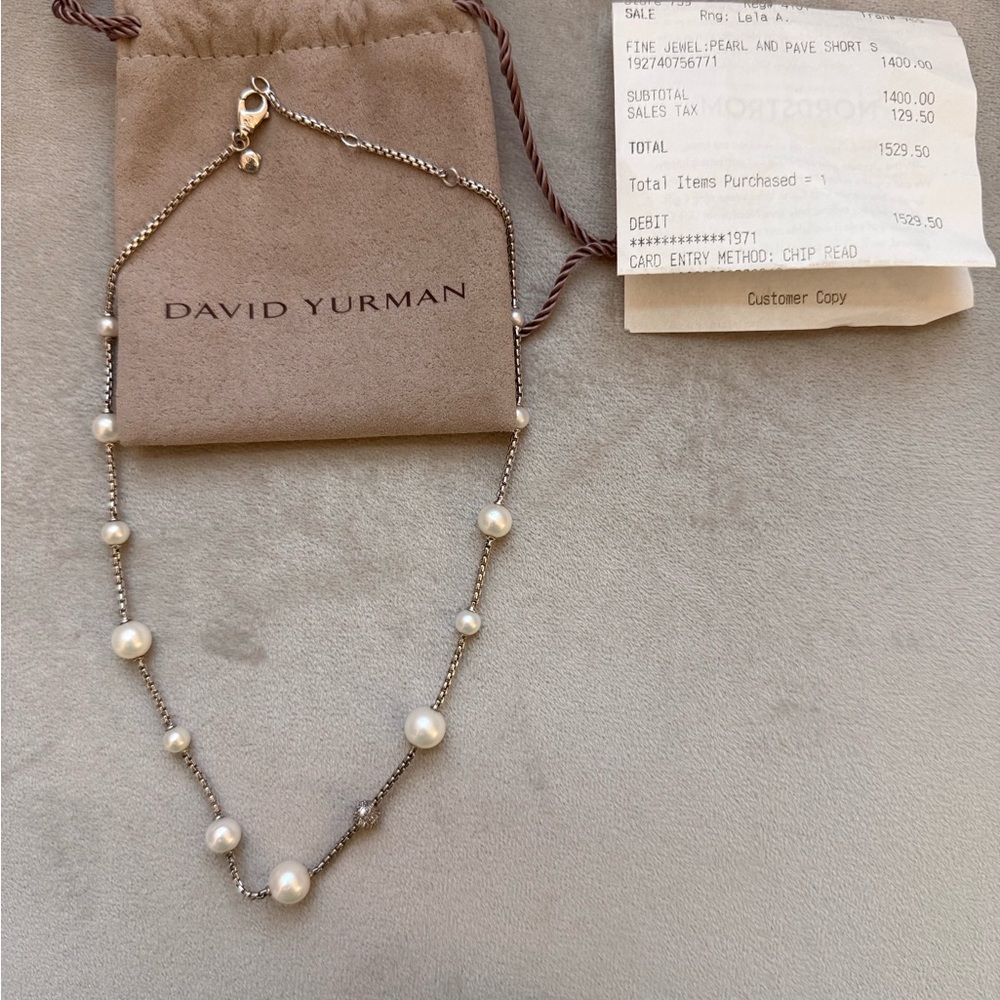 David Yurman Silver Necklace with Pearls